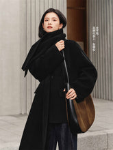 Women's Short Cashmere Coat with Scarf